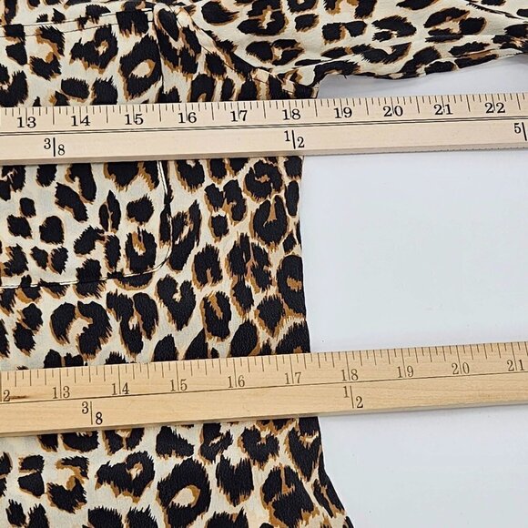 Equipment Short Sleeve Slim Signature Silk Shirt Leopard Print Womens XXS Preppy - Picture 9 of 10